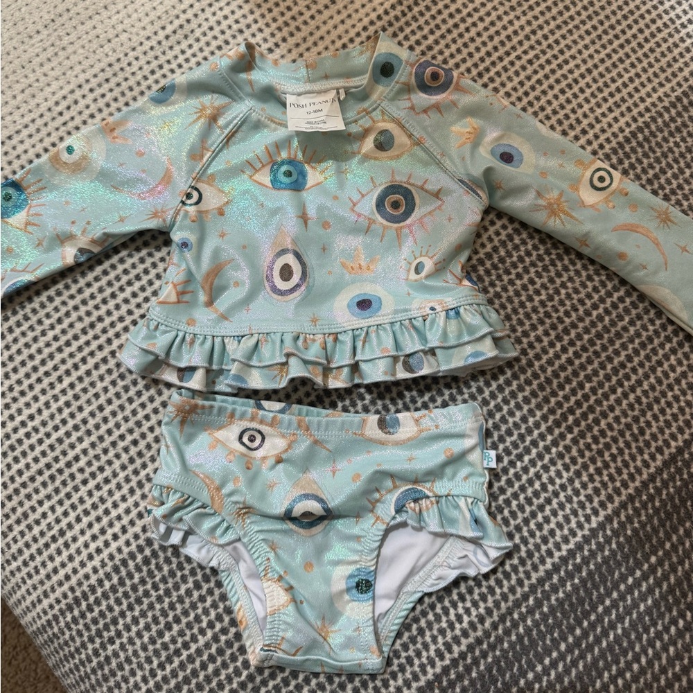 Posh Peanut Swim top and bottom ruffle celestial Fiona sold out NEW